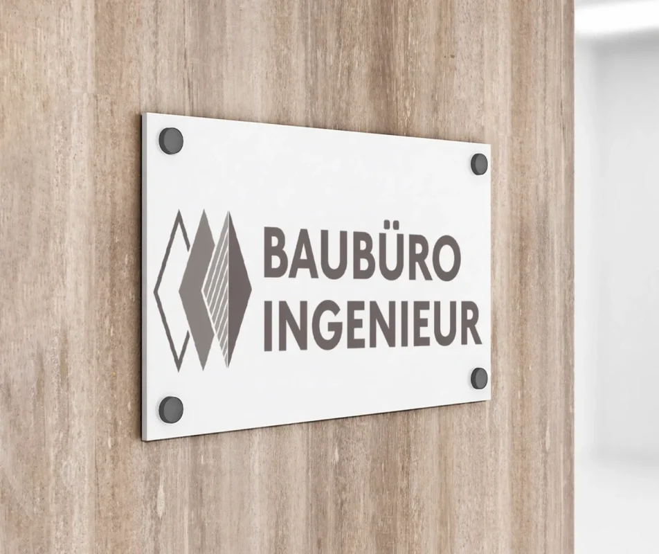 Baubuero Ingenieur – Schild aus PVC an der Wand