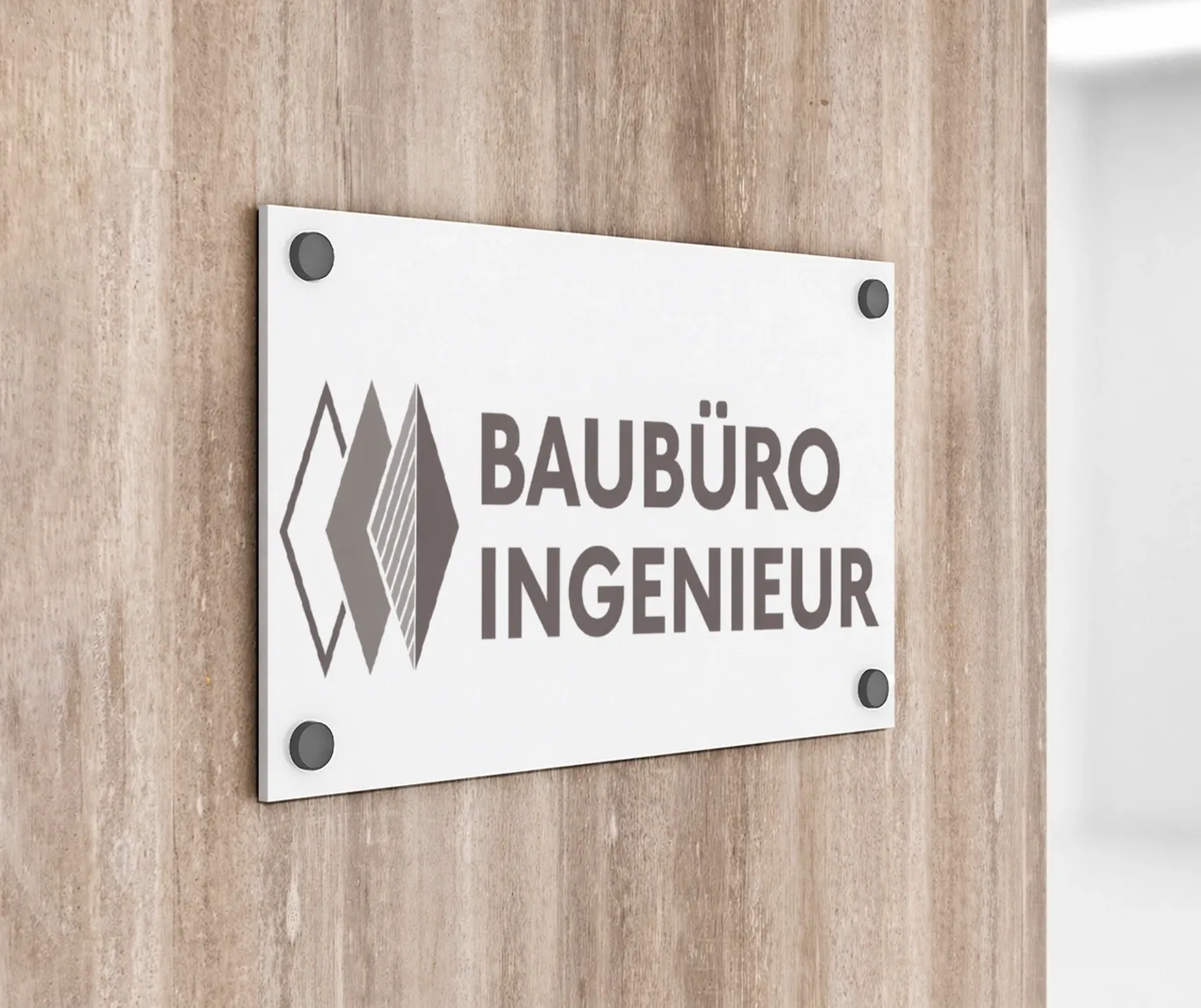 Baubuero Ingenieur – Schild aus PVC an der Wand
