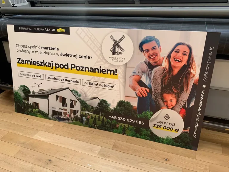 Nowe Młyny Radzewo – reklama nieruchomości, tablice i szyldy reklamowe