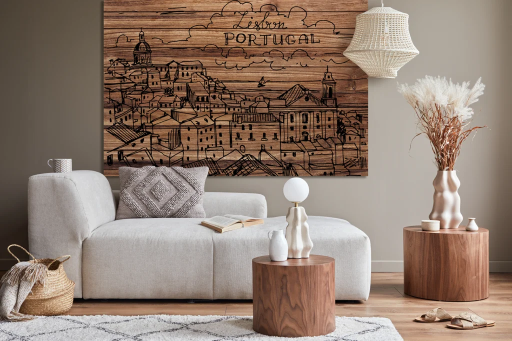 Druck auf Holz in der Innenarchitektur