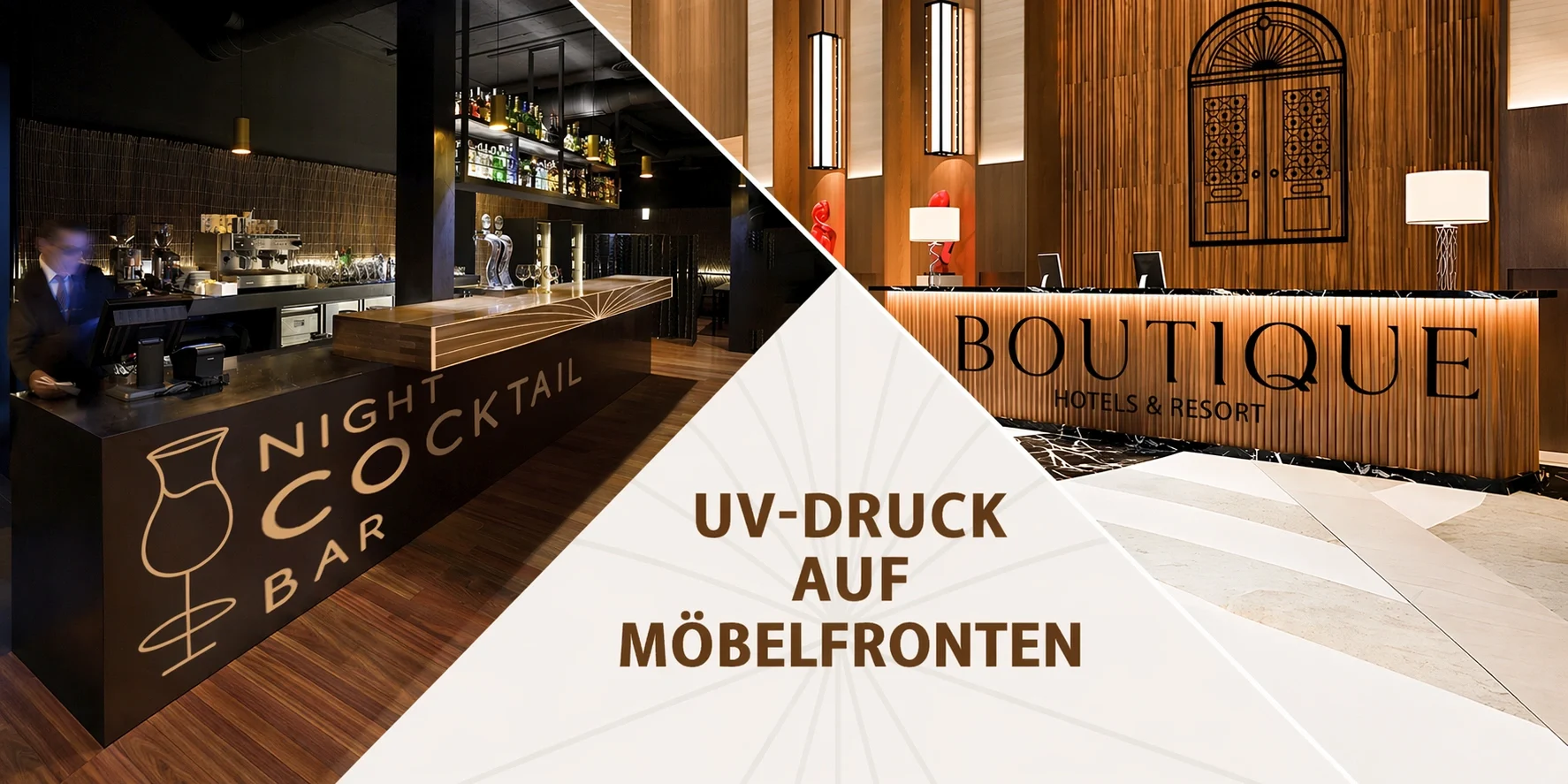Uv-Druck auf Moebelfronten im Hotel- und Barbereich