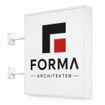 Beidseitiger Leuchtkasten Weiß für Architekturbüro