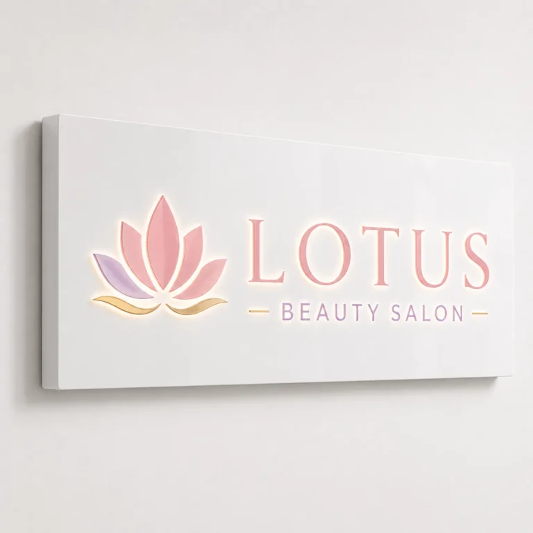 Dibond-Leuchtkasten mit 3D-Buchstaben Weiß für Beautysalon