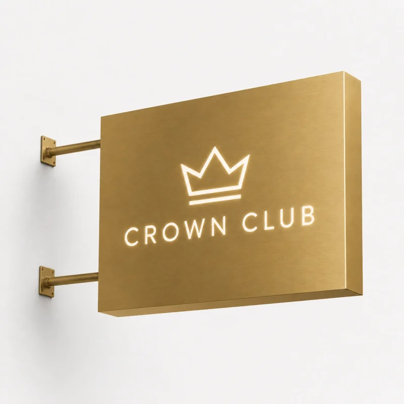 Doppelseitiger gefräster Leuchtkasten Gold gebürstet für Club