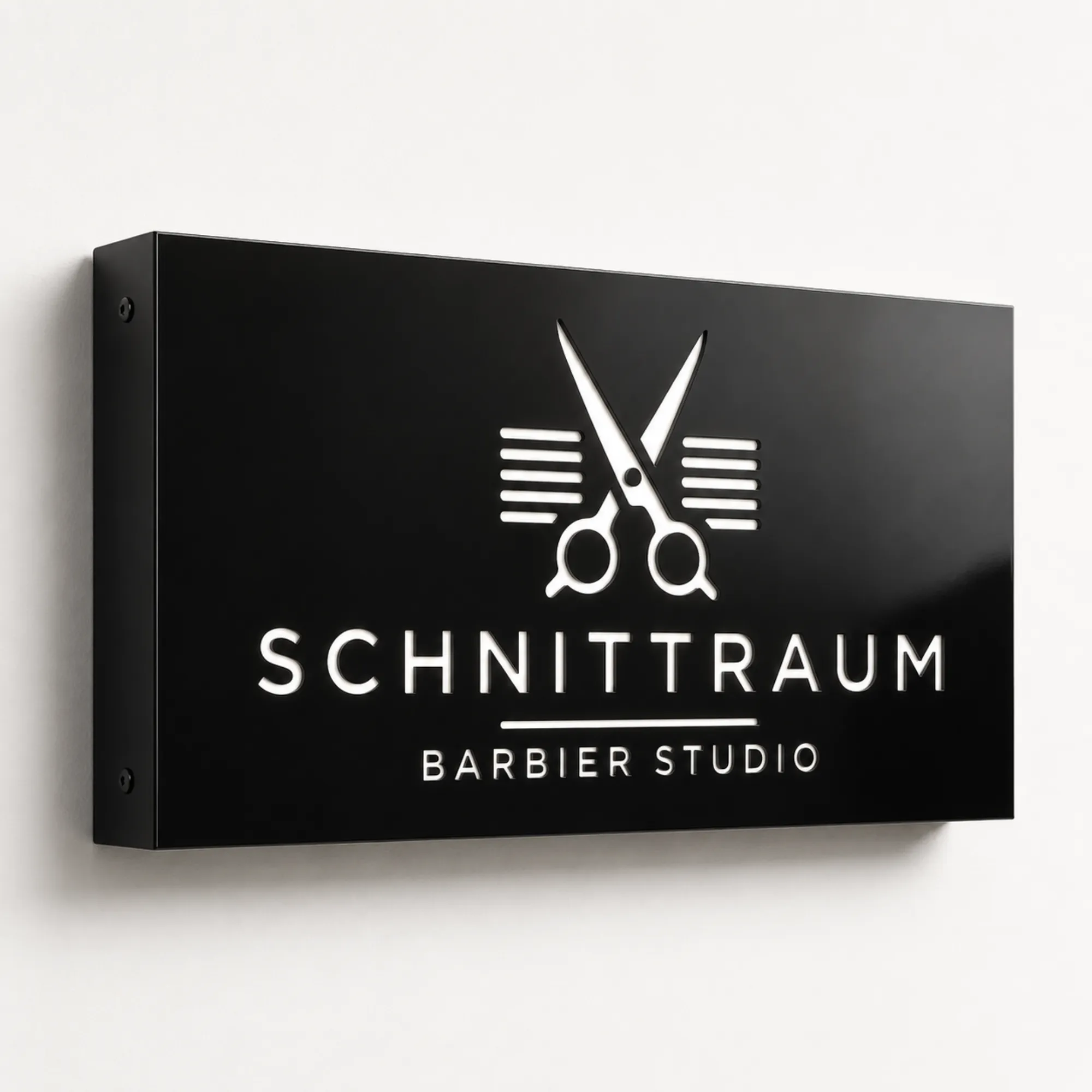 Schwarzer Dibond-Leuchtkasten gefräst für Barber Studio GefrA ster Diboend-Leuechtkaesten aE 100x50cm - Mehrfaerbig - zusaetzliche Ansicht 1