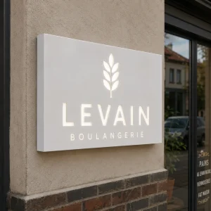 Gefräster Dibond-Leuchtkasten Weiß für Boulangerie Levain