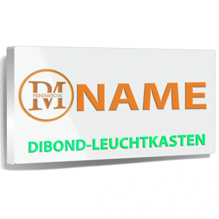 Gefraster Dibond-Leuchtkasten Weib Orange Grun