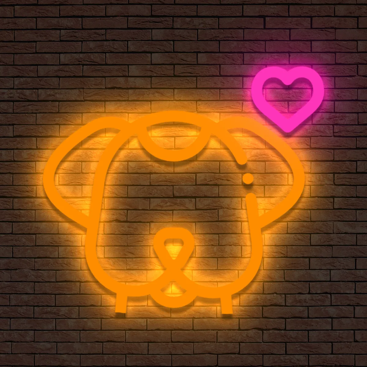 Neon-Pies-1 Neoen Huend mit Herz - fuer Foetoebereiche - zusaetzliche Ansicht 1