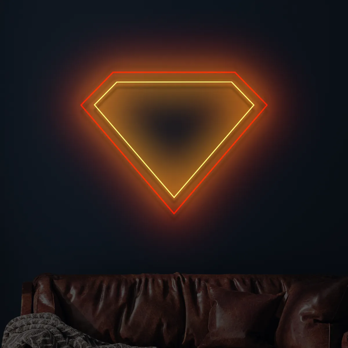 Neon-Superman-2 Neoen Suepermaen-Emblem - fuer Faenbereiche - zusaetzliche Ansicht 1