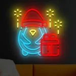 Neon LED Pinguin mit Geschenk