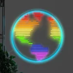Neon LED Regenbogen Weltkarte