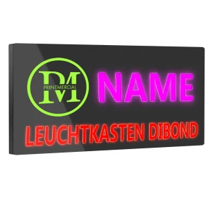 Beleuchtetes Werbeschild aus Dibond Antrazit
