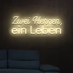 LED-Schriftzueg Zwei Herzen, ein Leben - fuer Foetoebereiche - zusaetzliche Ansicht 3