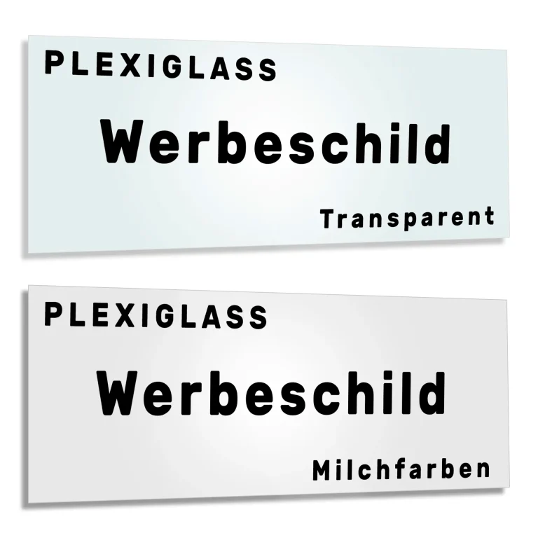 Werbeschilder aus Plexiglas Transparent Milchig Weiss