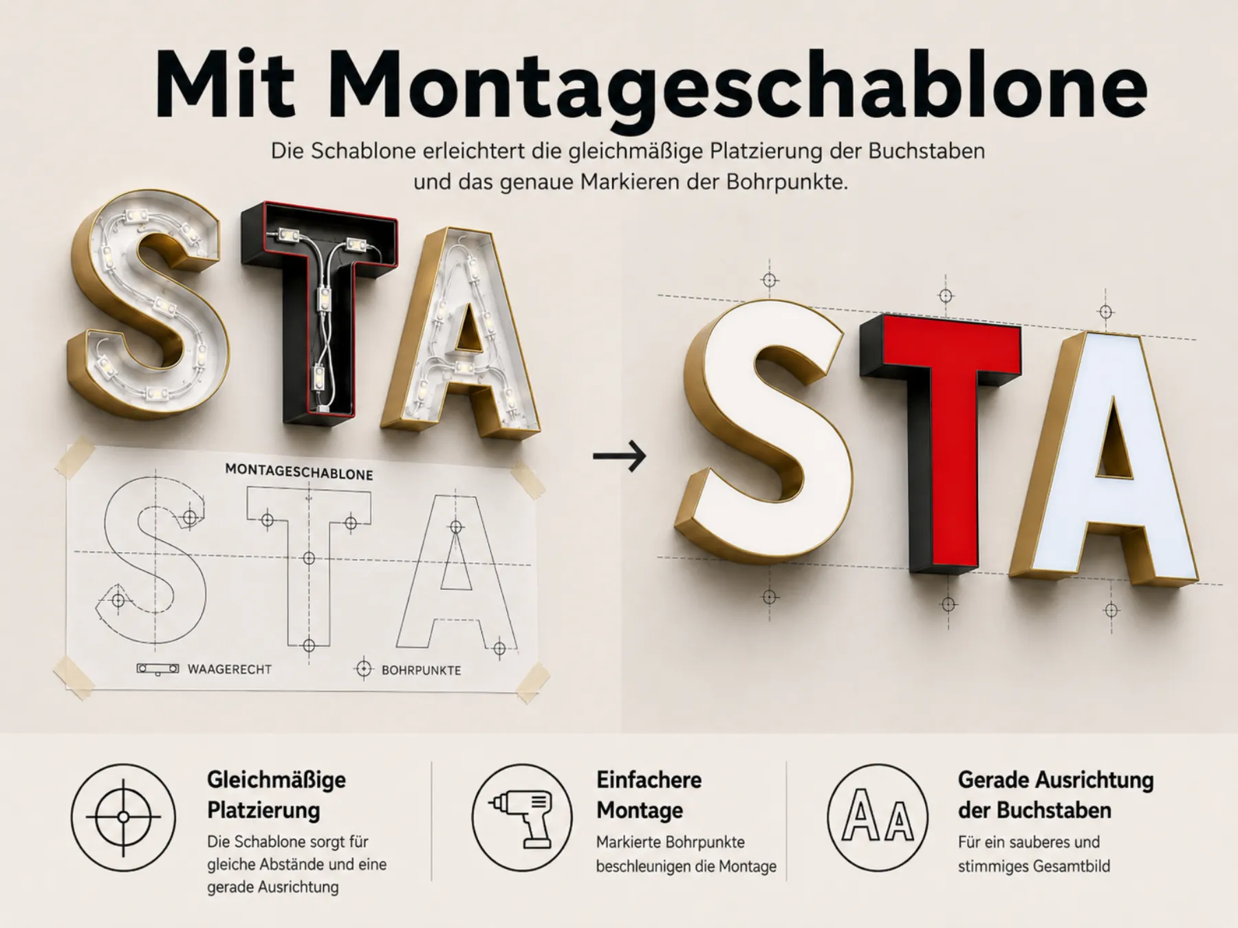 Mit Montageschablone