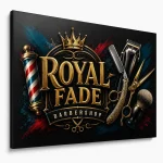 Schwarzes gekantetes Dibond Schild mit Barber-Motiv