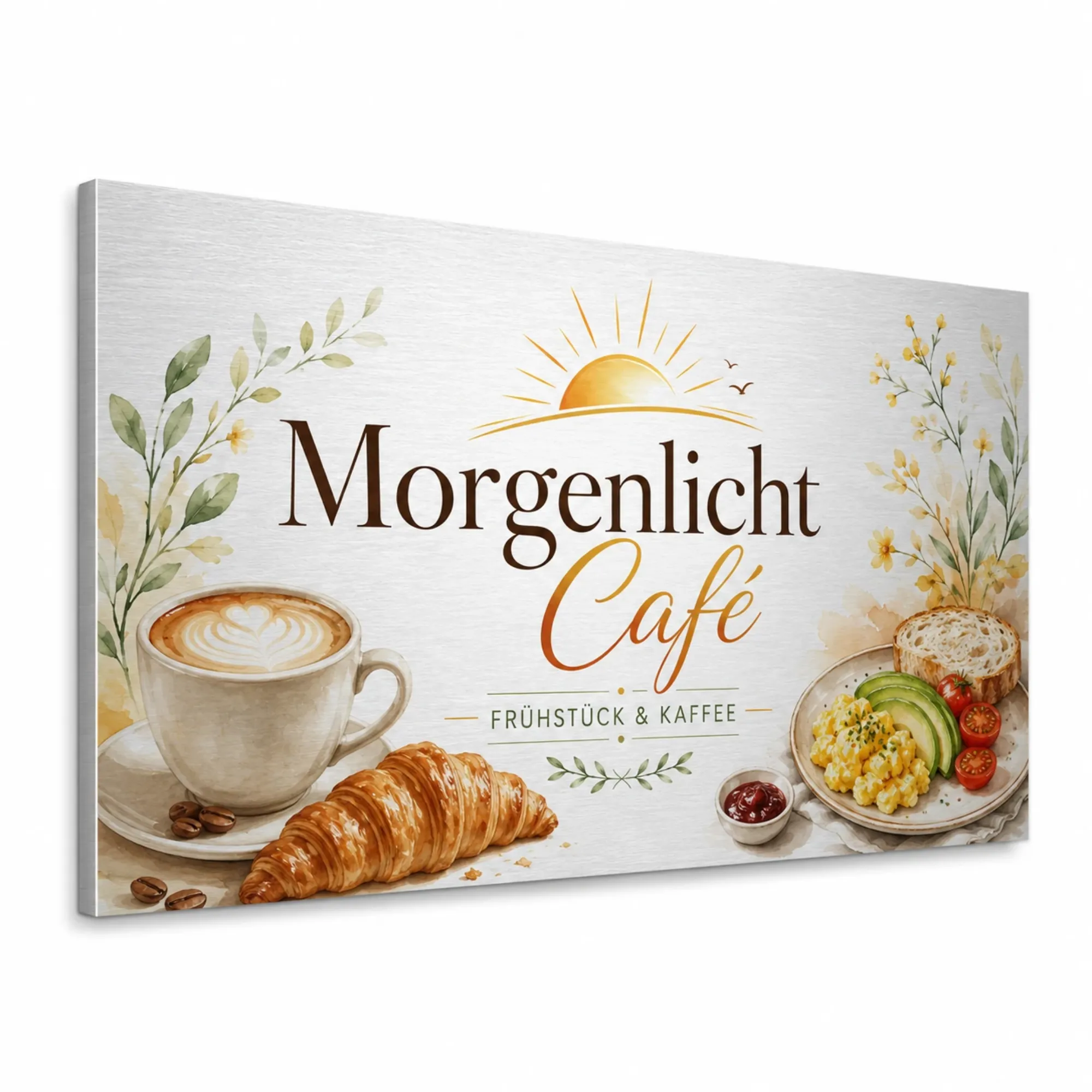 Gekantetes Dibond Werbeschild Silber gebürstet für Café Gekaentetes Werbeschild aE 190x60cm - Mehrfaerbig - zusaetzliche Ansicht 1