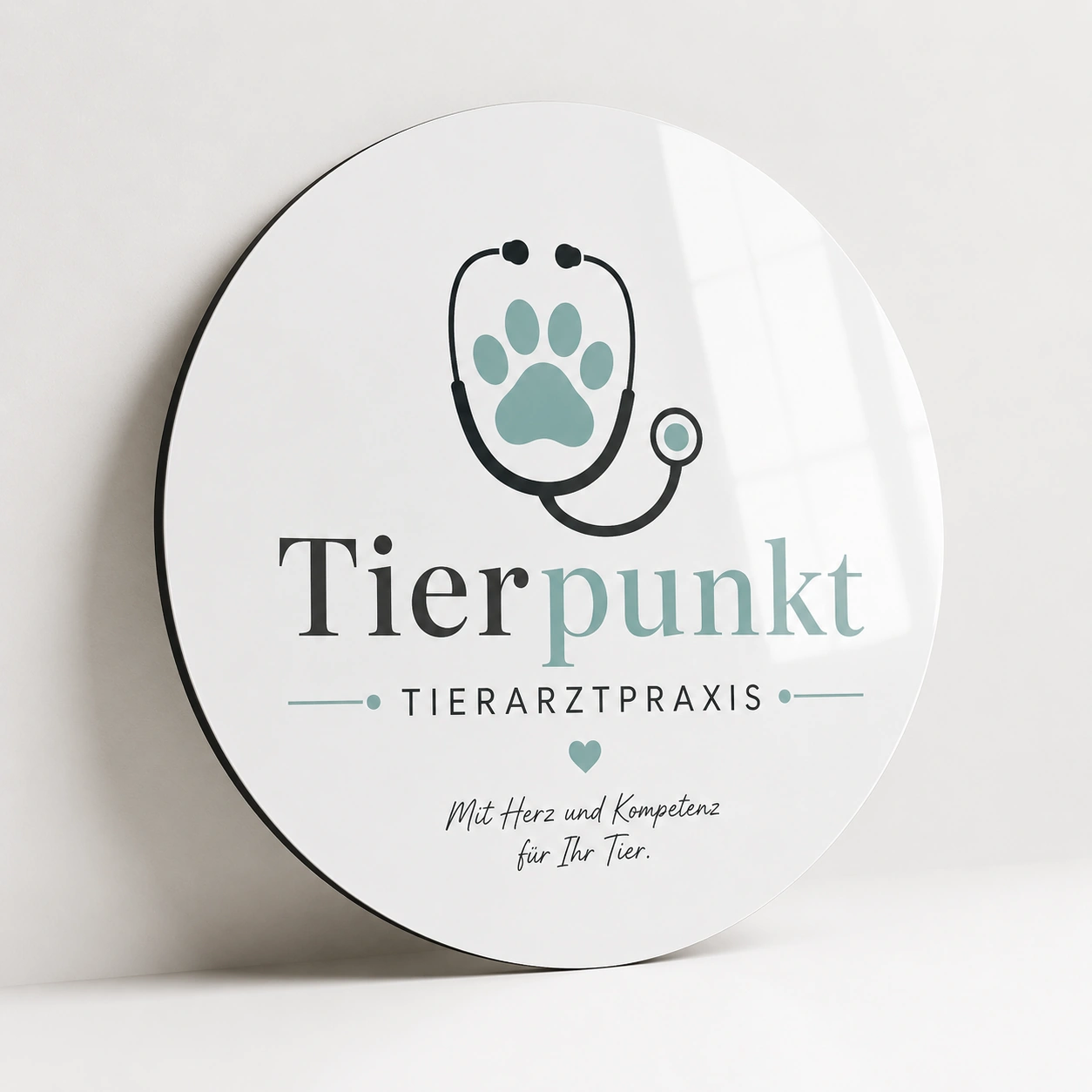 Rundes Dibond Werbeschild Weiß für Tierarztpraxis Ruendes Werbeschild - Mehrfaerbig - zusaetzliche Ansicht 1