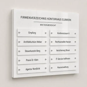 Zweispaltiges Firmenverzeichnis für ein modernes Kontorhaus
