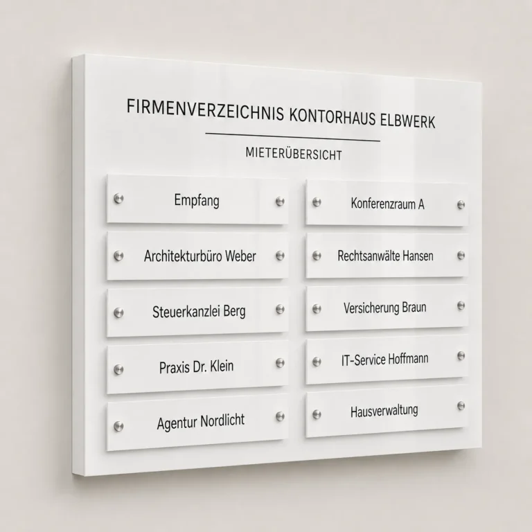Zweispaltiges Firmenverzeichnis für ein modernes Kontorhaus