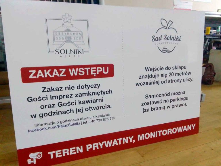 Dibond Hinweisschild für Privatgelände Solniki