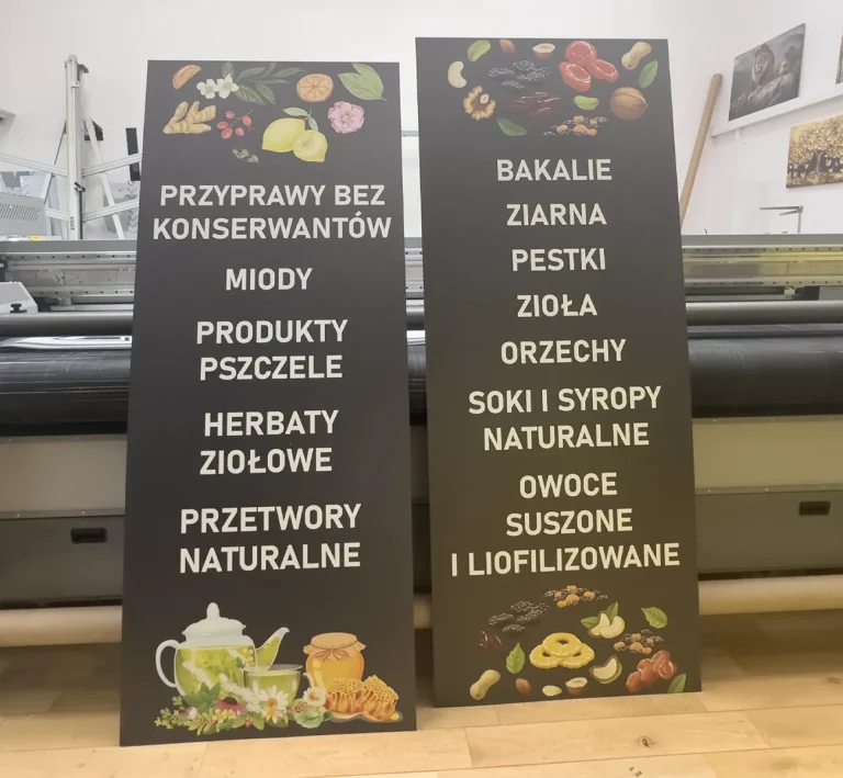 Dibond Werbeschild für Naturprodukte und Feinkost