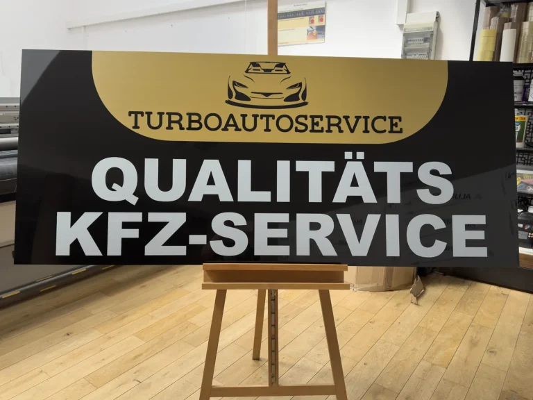 Dibond Werbeschild fuer Turboautoservice KFZ-Service