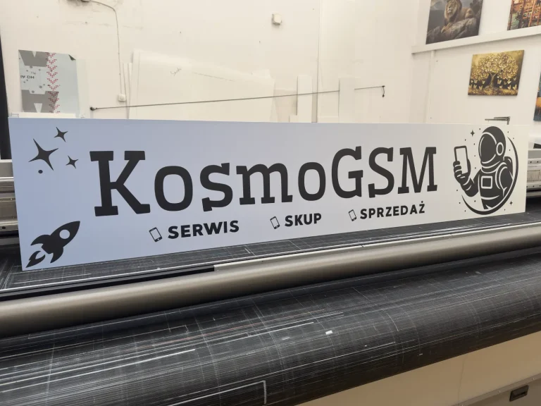 Dibond Werbeschild fuer KosmoGSM Handyservice