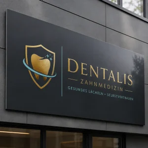 Dibond-Schild in Anthrazit für Zahnarztpraxis