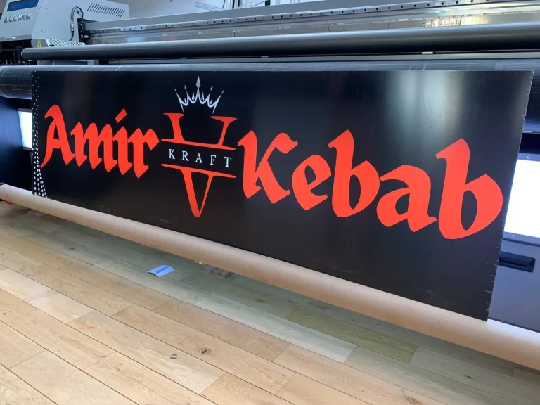 Acrylglas Schilder matt/milchig mit Logo für Kebab-Imbiss