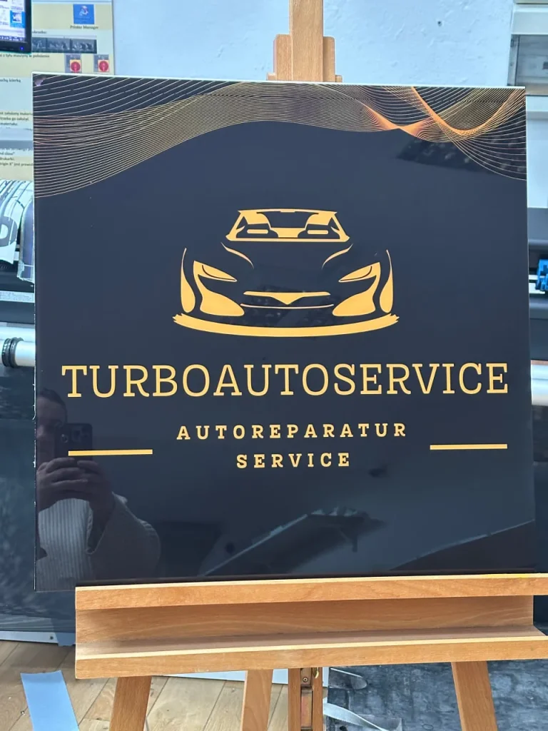 Acrylglas Schilder matt/milchig für Autoservice