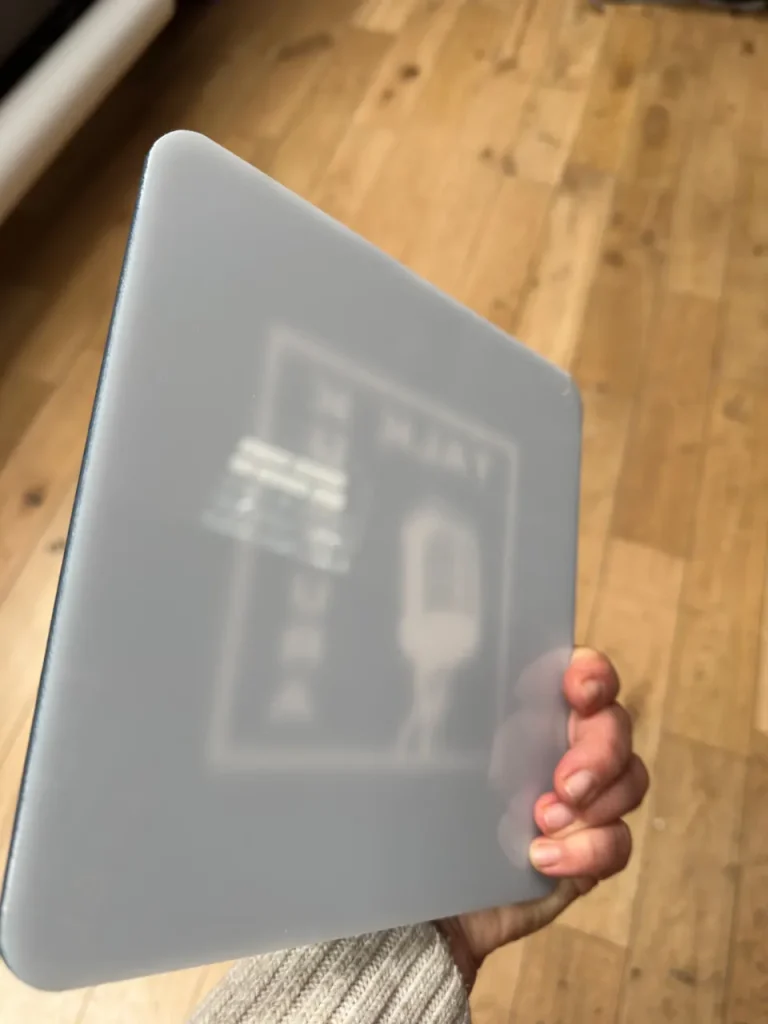 Acrylglas Schilder matt/milchig mit rückseitigem Druck