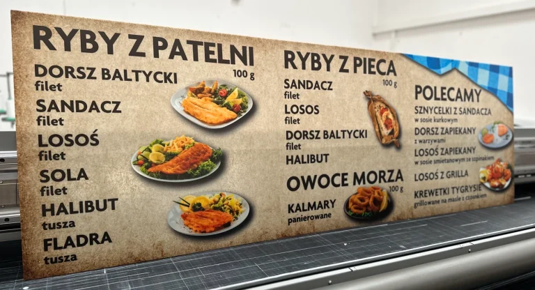 Individueller UV-Druck auf Acrylglas für Fischmenü