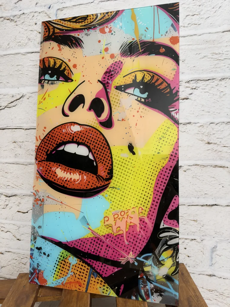 UV-Druck auf Plexi mit farbigem Pop-Art-Motiv