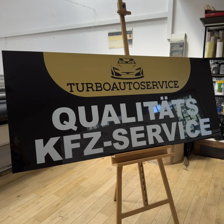 UV-Druck auf Dibond für KFZ-Service Schild