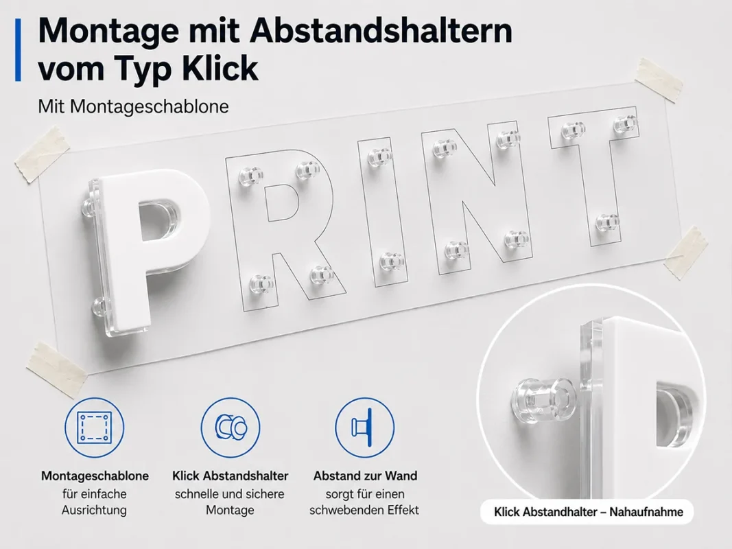 Klick-Abstandshalter + Montageschablone