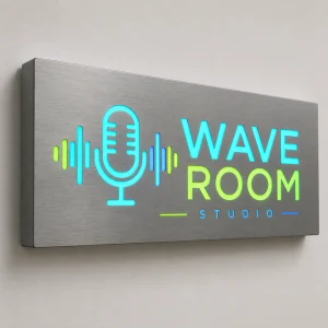 Dibond-Leuchtkasten – Farbige LED-Schrift für Musik- und Tonstudio