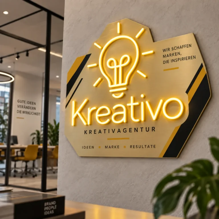 Modernes Logo-Schild für Agentur, Studio oder kreative Unternehmensräume