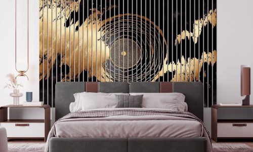 Glaslamellen mit abstraktem Motiv – moderne Wanddekoration