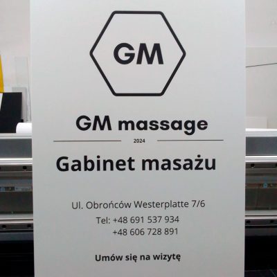 Tablica reklamowa PCV 5 mm – Masaż GM