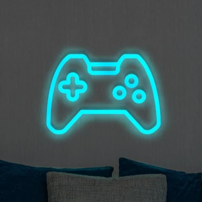 Gaming-LED-Neonlicht blau – Schild für das Zimmer eines Spielers