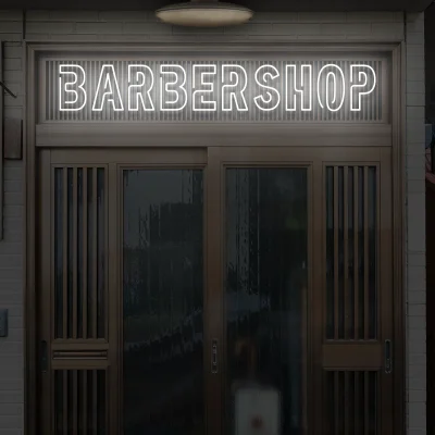 Led schriftzug Barbershop weiss 1