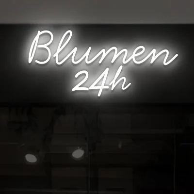 Led schriftzug Blumen 24h weiss 1