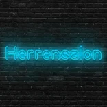 Led schriftzug Herrensalon blau 8