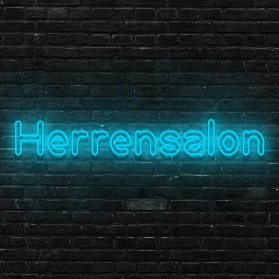 Led schriftzug Herrensalon blau 8