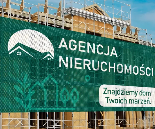 Mesh-Banner, UV-Druck, winddurchlässig, Großformat, Außenwerbung an Fassaden