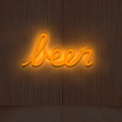 Neon schriftzuege Beer orange 7