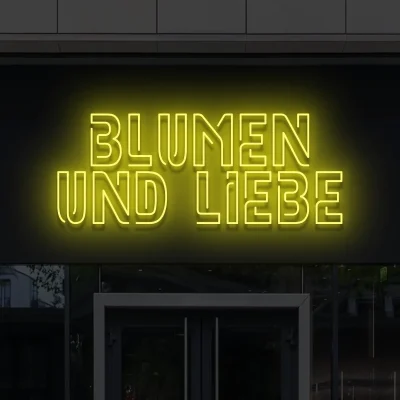 Neon schriftzuege Blumen und liebe gelb 7