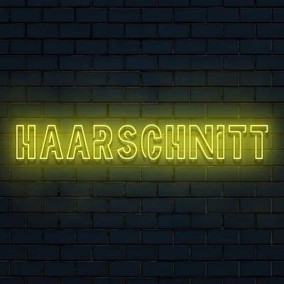 Neon schriftzuege Haarschnitt gelb 7