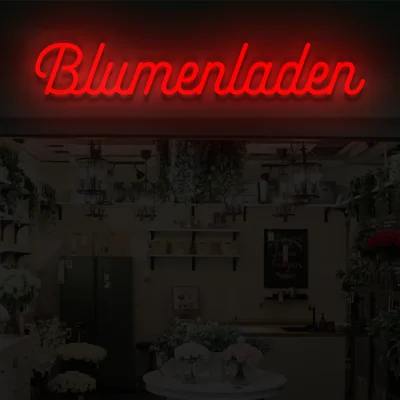 Neon schriftzug Blumenladen rot 4